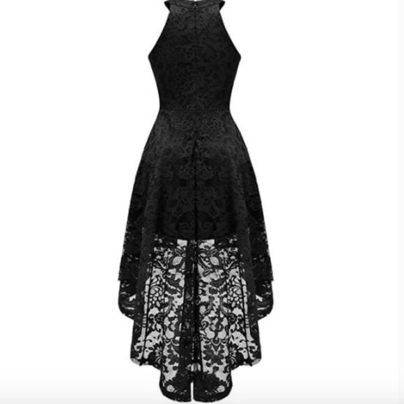 Dressystar Black Lace High Neck Halter High-Low Midi Dress NEW Womens Size 3X - Picture 2 of 10